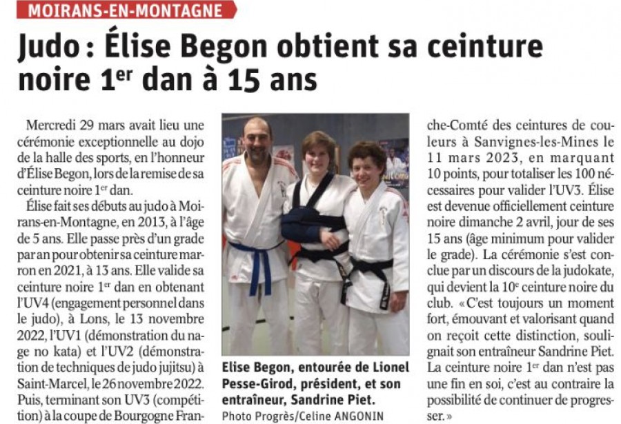 Article le Progrès du 08/04/2023